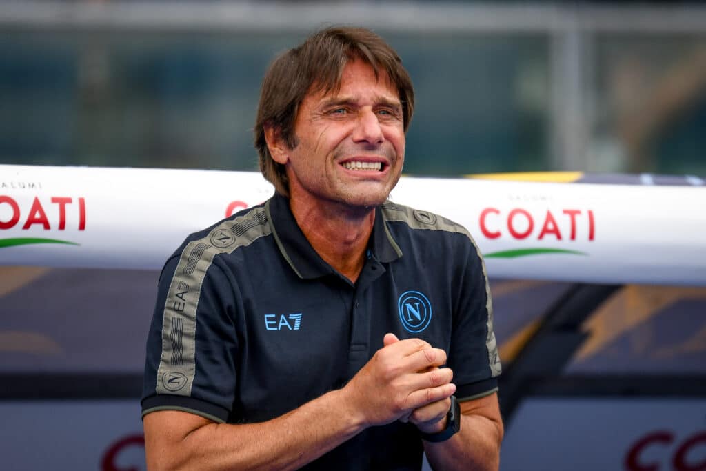 Napoli's Head Coach Antonio Conte portrait during Italian soccer Serie A match Hellas Verona FC vs SSC Napoli at the Marcantonio Bentegodi stadium in Verona, Italy, August 18, 2024 - Credit: Ettore Griffoni