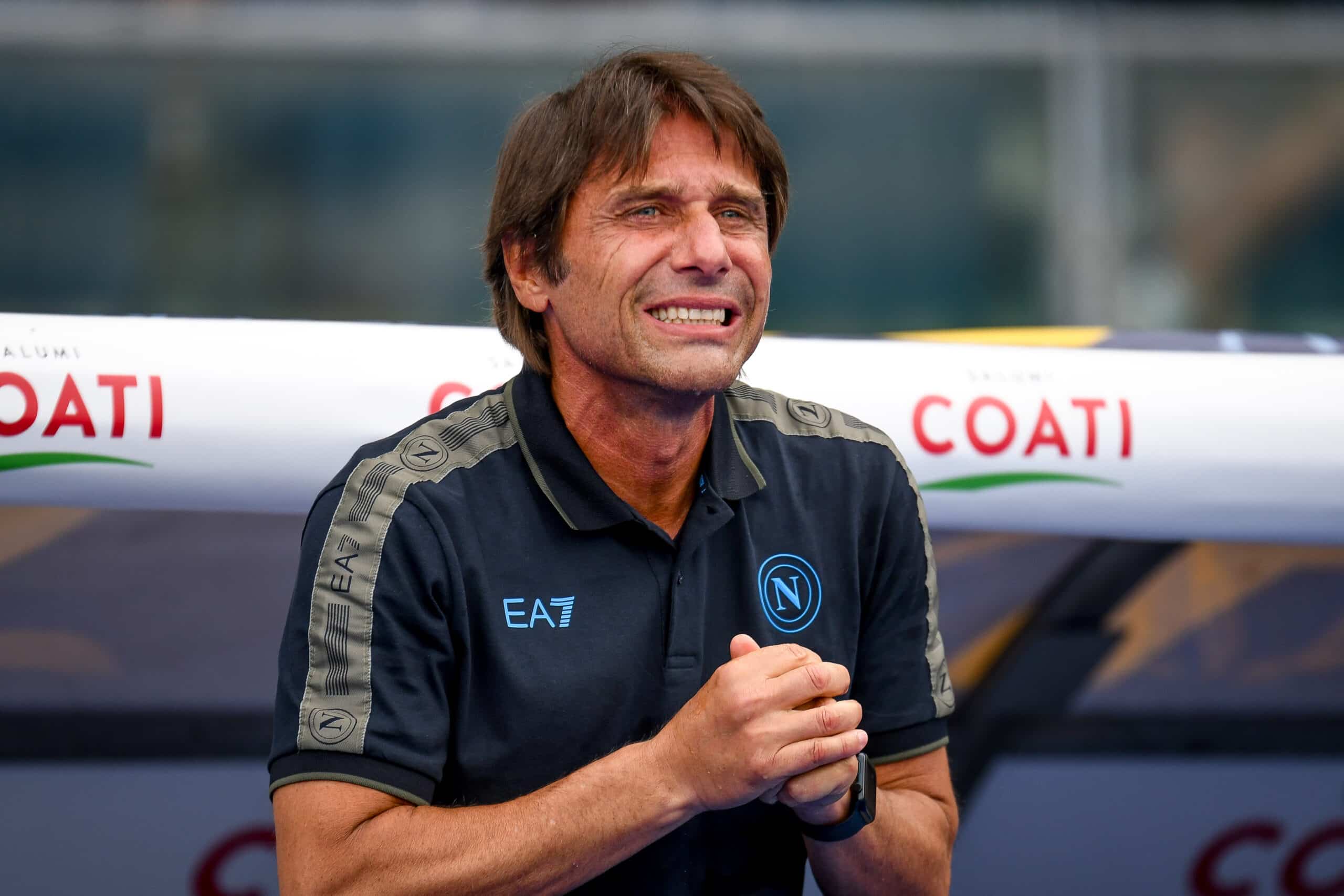 Napoli's Head Coach Antonio Conte portrait during Italian soccer Serie A match Hellas Verona FC vs SSC Napoli at the Marcantonio Bentegodi stadium in Verona, Italy, August 18, 2024 - Credit: Ettore Griffoni