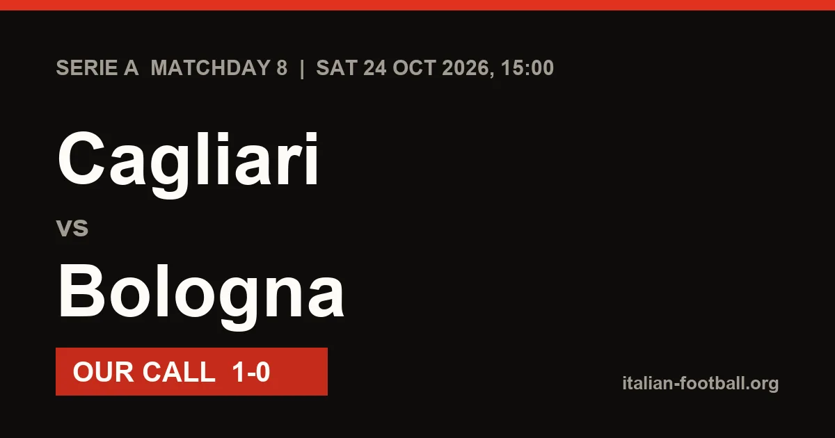 Cagliari vs Bologna Prediction: Serie A Matchday 8