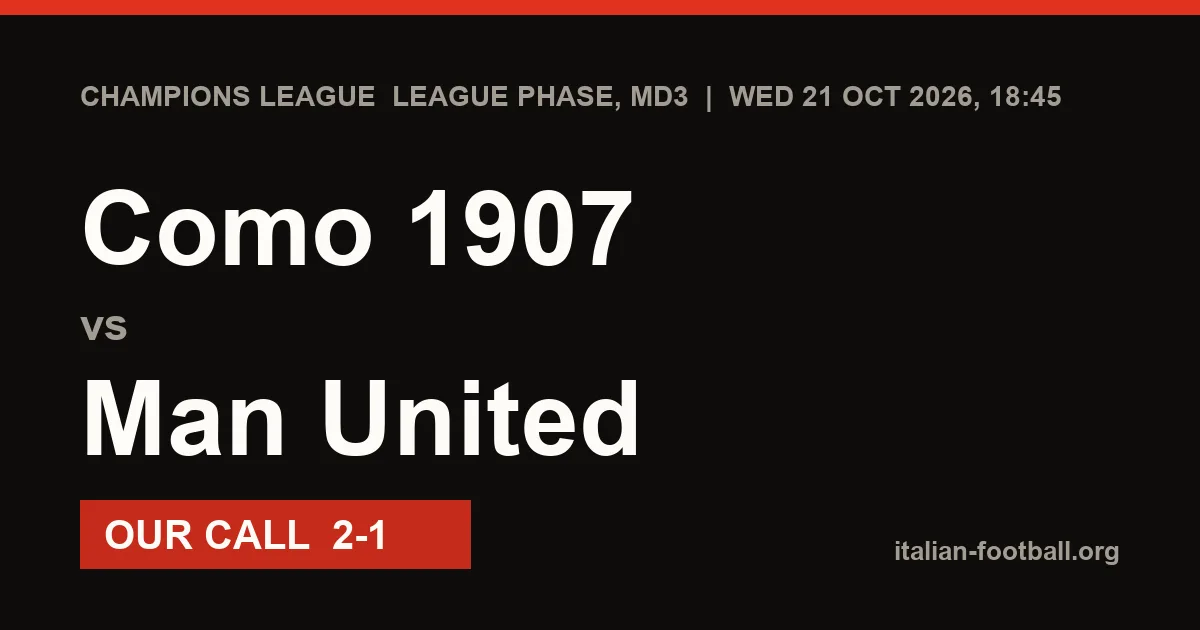 Como 1907 vs Man United Prediction: Champions League League phase, MD3