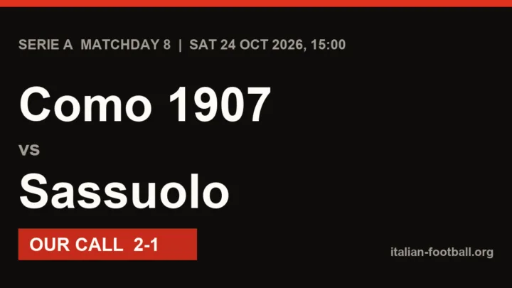Como 1907 vs Sassuolo Prediction: Serie A Matchday 8