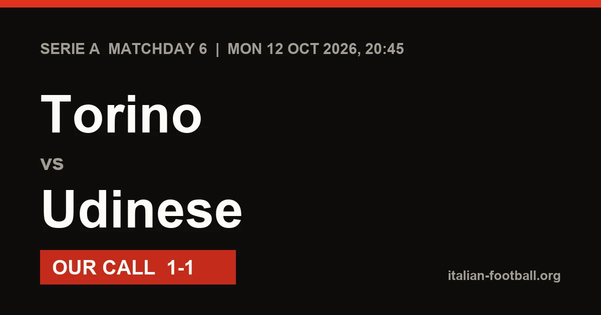 Torino vs Udinese Prediction: Serie A Matchday 6